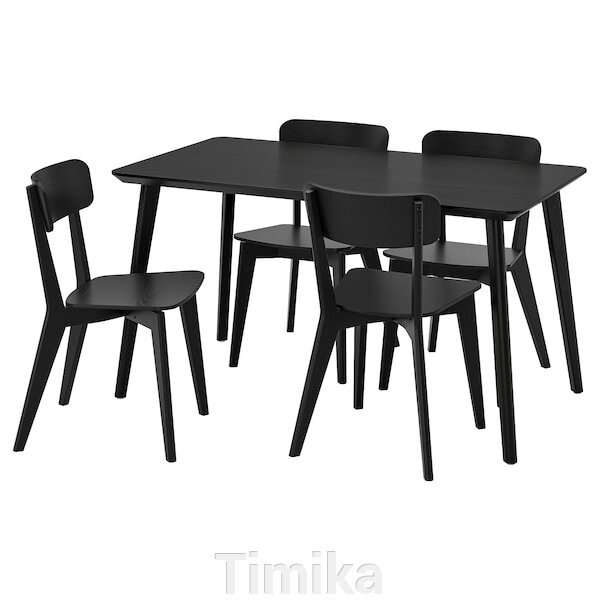 ЛІЗАБО / LISABO Стіл і 4 стільці, чорний/чорний, 140х78 див від компанії Timika - фото 1