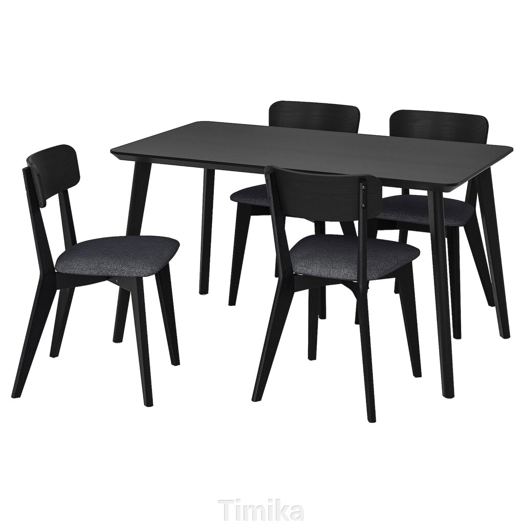 ЛІЗАБО / LISABO Стіл і 4 стільці, чорний/Tallmyra чорний/сірий, 140x78 см від компанії Timika - фото 1