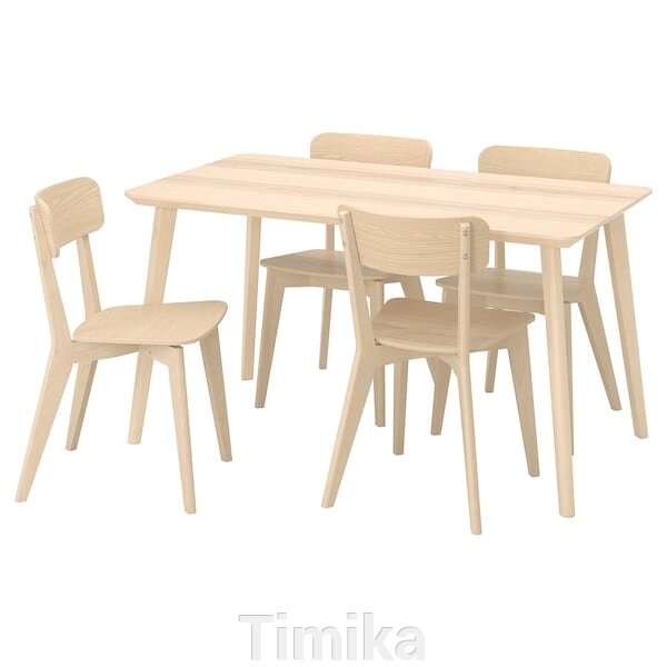 ЛІЗАБО / LISABO Стіл і 4 стільці, ясеневий шпон/ясень, 140х78 см від компанії Timika - фото 1