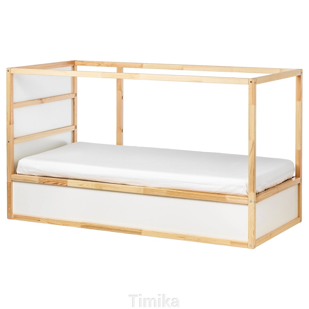 Ліжко KURA двостороннє, білий/сосна, 90x200 см від компанії Timika - фото 1