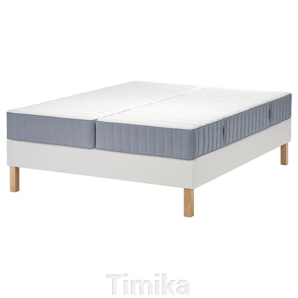 Ліжко LYNGÖR Continental, тверде Valevåg/середнє тверде/блакитне біле, 180x200 см від компанії Timika - фото 1