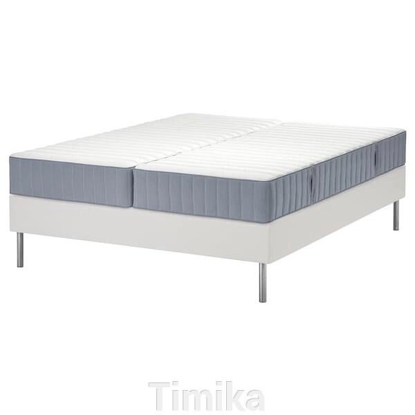 Ліжко LYNGÖR Continental, тверде Valevåg/середнє тверде/блакитне біле, 180x200 см від компанії Timika - фото 1