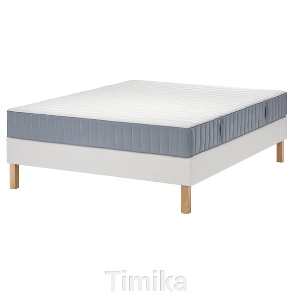Ліжко LYNGÖR Continental, Valevåg середньої жорсткості/блакитний білий, 180x200 см від компанії Timika - фото 1