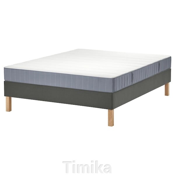Ліжко LYNGÖR Continental, Vesteröy середньої жорсткості/світло-блакитний темно-сірий, 160x200 см від компанії Timika - фото 1