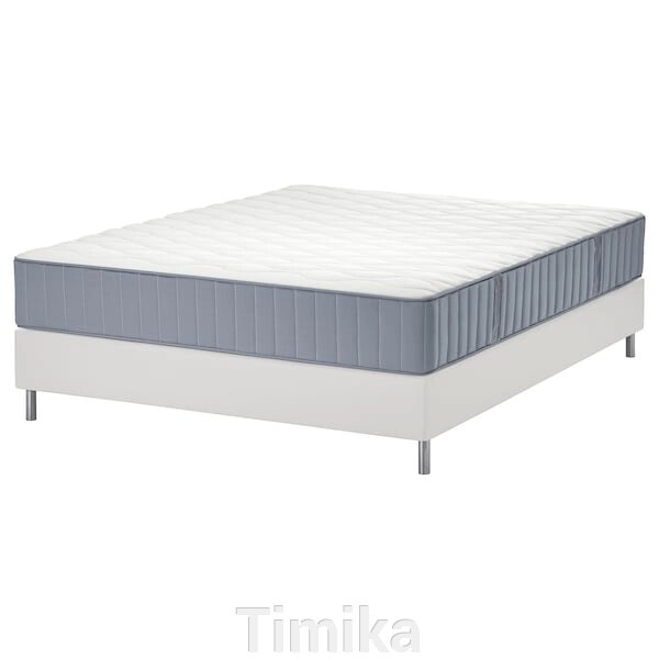 Ліжко LYNGÖR Continental, Vågstranda середньої жорсткості/блакитний білий, 180x200 см від компанії Timika - фото 1