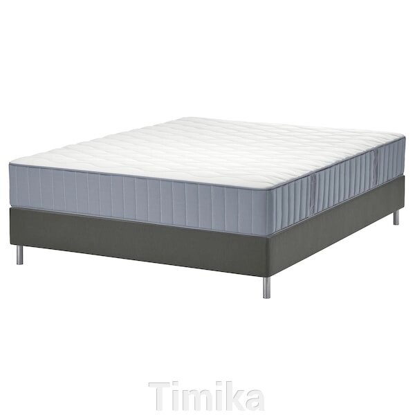 Ліжко LYNGÖR Continental, Vågstranda середньої жорсткості/світло-блакитний темно-сірий, 180x200 см від компанії Timika - фото 1