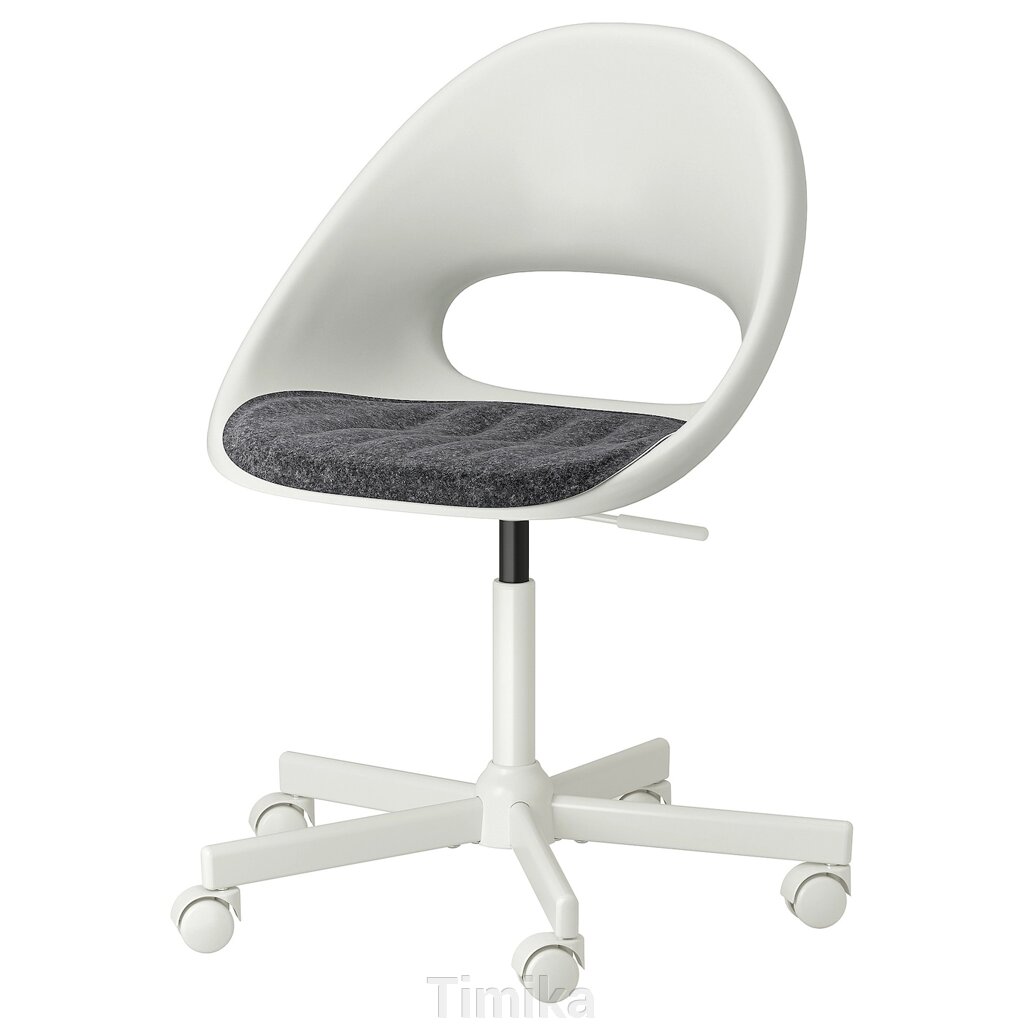 LOBERGET / MALSKÄR Обертовий стілець + подушка, білий/темно-сірий від компанії Timika - фото 1