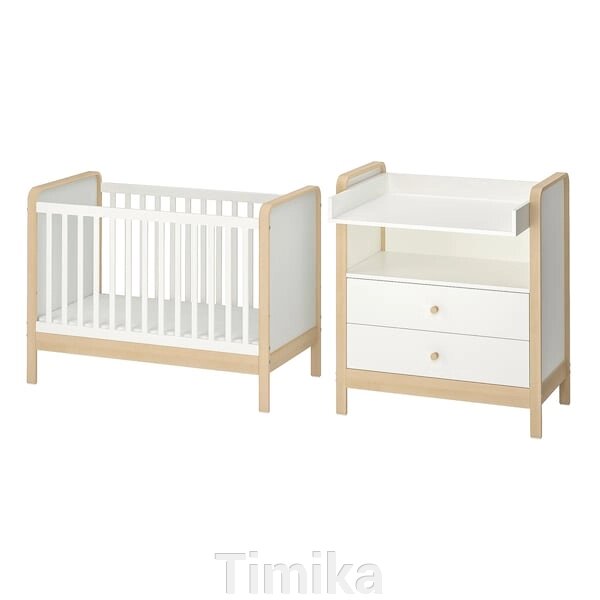 ÄLSKVÄRD Комплект дитячих меблів з 2 предметів, береза/білий, 60x120 см від компанії Timika - фото 1