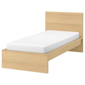 МАЛЬМ Каркас ліжка, високий, дубовий шпон білий, 90х200 см