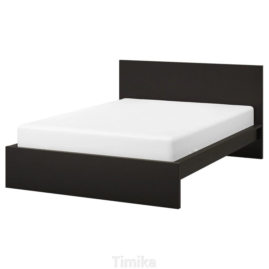MALM Каркас ліжка, високий, чорно-коричневий/Lindbåden, 140x200 см від компанії Timika - фото 1