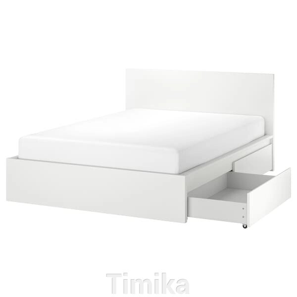 MALM Каркас ліжка з 2 ящиками, білий, 140x200 см від компанії Timika - фото 1
