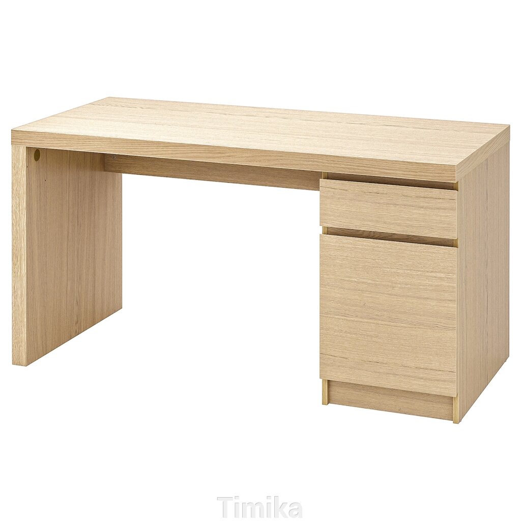 MALM Письмовий стіл, дубовий шпон білий, 140х65 см від компанії Timika - фото 1