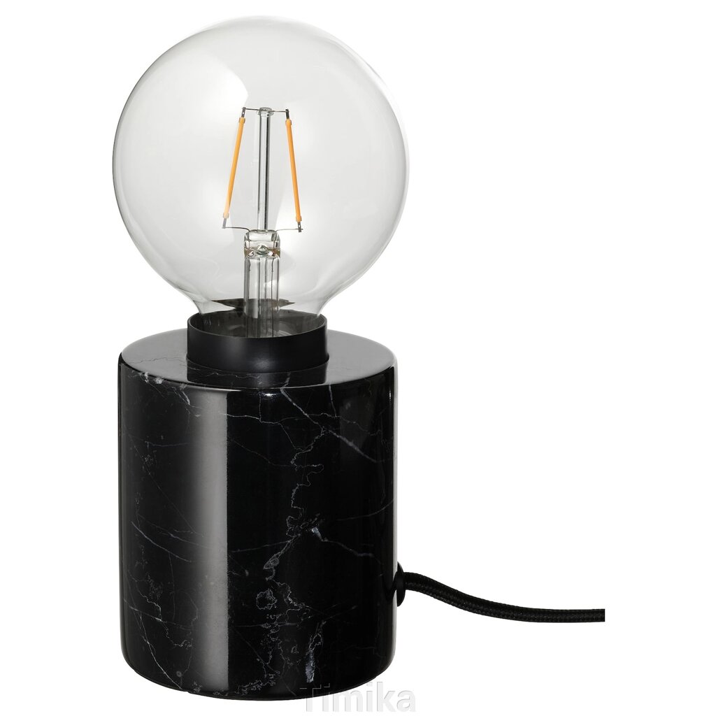 MARKFROST / LUNNOM Настільна лампа з колбою, чорний мармур/куля прозора від компанії Timika - фото 1