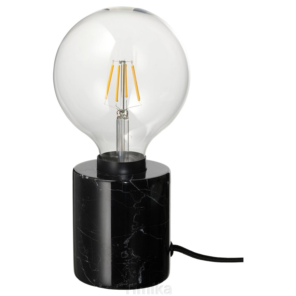 MARKFROST / LUNNOM Настільна лампа з колбою, чорний мармур/сфера від компанії Timika - фото 1