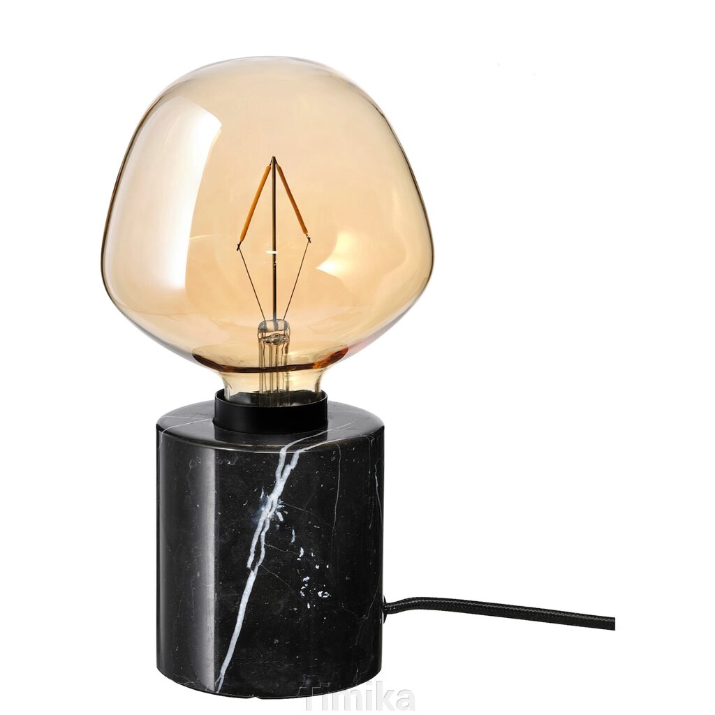 MARKFROST / MOLNART Настільна лампа з колбою, чорний мармур/форма дзвоника, коричневе прозоре скло від компанії Timika - фото 1