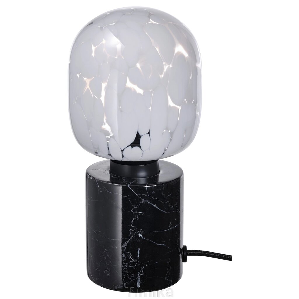 MARKFROST / MOLNART Настільна лампа з колбою, чорний мармур/трубчаста біла/прозоре скло від компанії Timika - фото 1