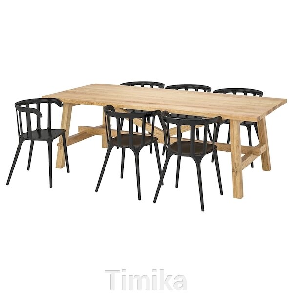 MÖCKELBY / IKEA PS 2012 Стіл і 6 стільців, дуб/чорний, 235x100 см від компанії Timika - фото 1