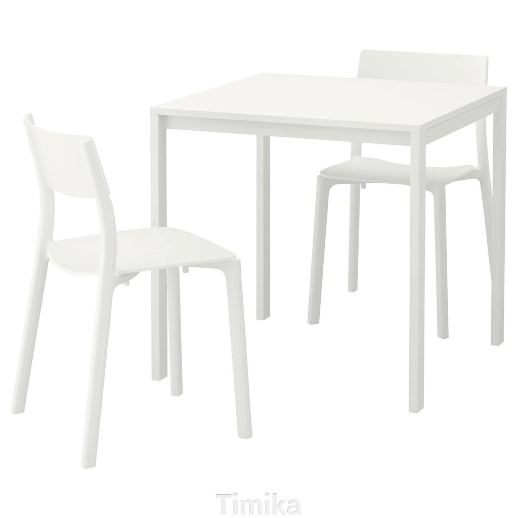 MELLTORP / JANINGE Стіл і 2 стільці, білий/білий, 75 см від компанії Timika - фото 1