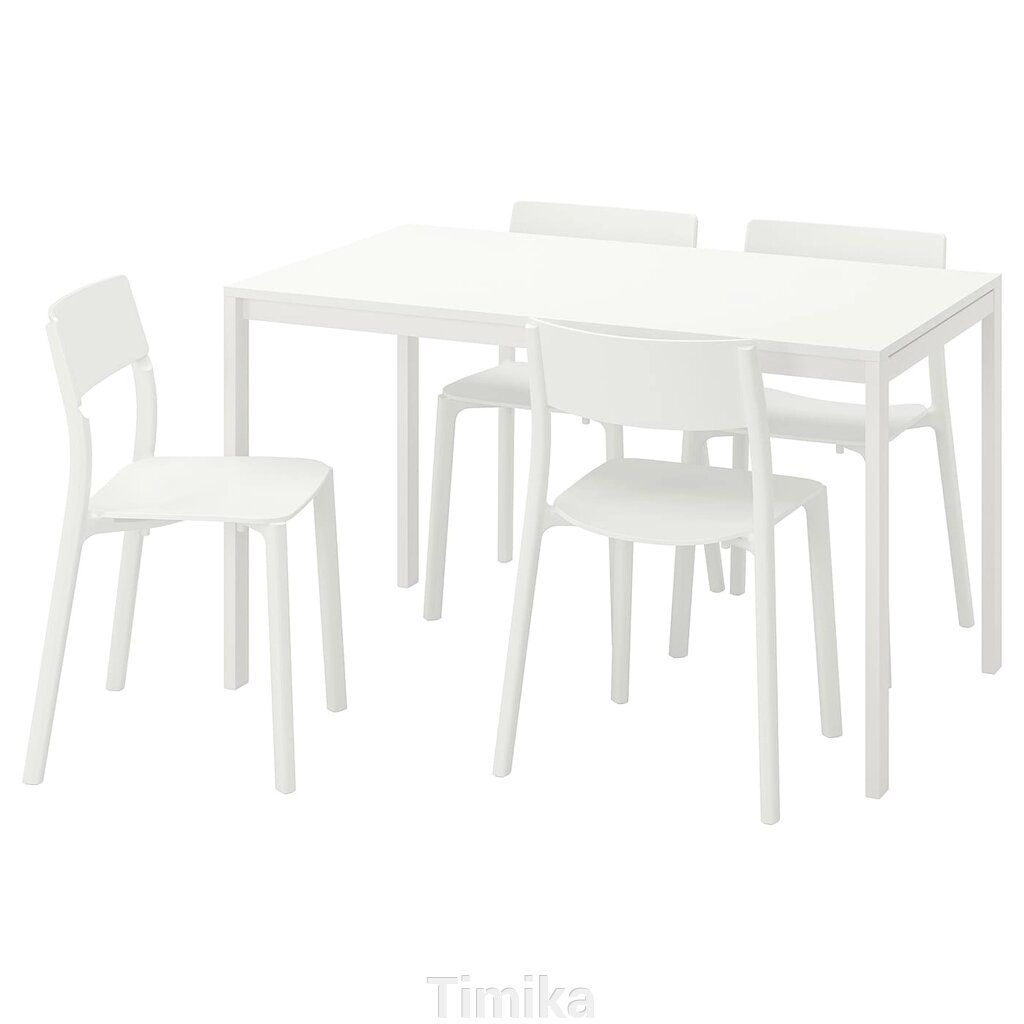 MELLTORP / JANINGE Стіл і 4 стільці, білий/білий, 125 см від компанії Timika - фото 1