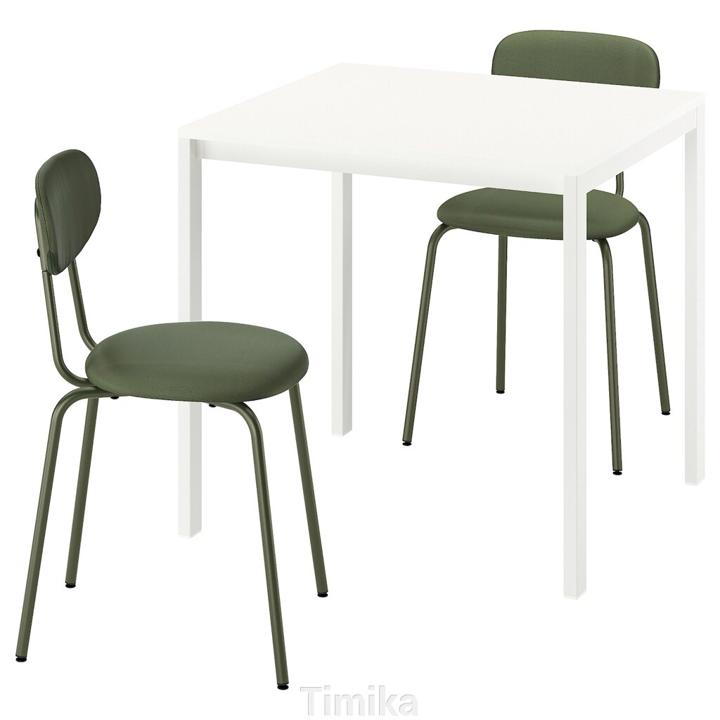 MELLTORP / ÖSTANÖ Стіл і 2 стільці, білий/Remmarn темно-зелений, 75 см від компанії Timika - фото 1