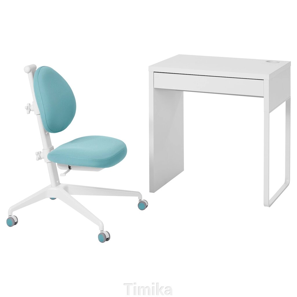 MICKE / DAGNAR Стіл і стілець, білий/бірюзовий від компанії Timika - фото 1