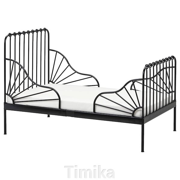 МІННЕН Розсувний каркас ліжка та підстава ліжка, чорний, 80х200 см від компанії Timika - фото 1