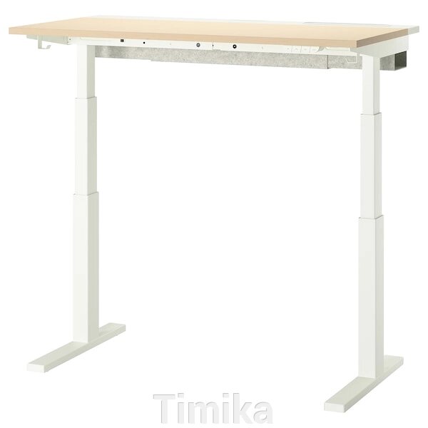 МІТЦОН Письмовий стіл з регульованою висотою, електричний, береза/білий шпон, 120х60 см від компанії Timika - фото 1