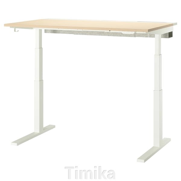 МІТЦОН Письмовий стіл з регульованою висотою, електричний, береза/білий шпон, 140х80 см від компанії Timika - фото 1