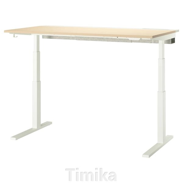 МІТЦОН Письмовий стіл з регульованою висотою, електричний, береза/білий шпон, 160х80 см від компанії Timika - фото 1