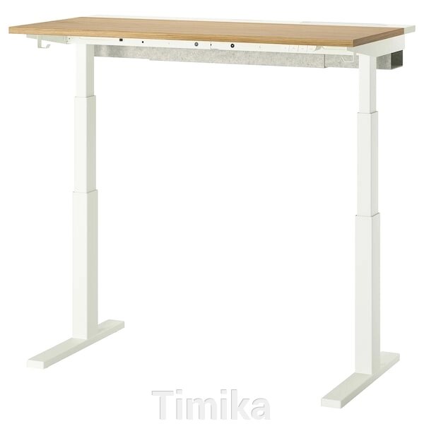 МІТЦОН Письмовий стіл з регульованою висотою, електричний, дуб/білий шпон, 120х60 см від компанії Timika - фото 1