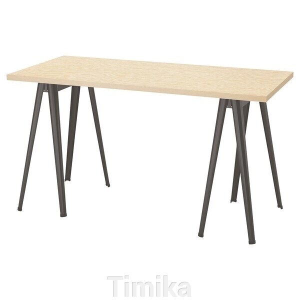 MITTCIRKEL / NÄRSPEL Письмовий стіл, ефект живої сосни/темно-сірий, 140x60 см від компанії Timika - фото 1