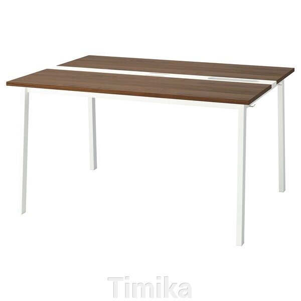 MITTZON Конференц-стіл, горіховий шпон/білий, 140x108x75 см від компанії Timika - фото 1