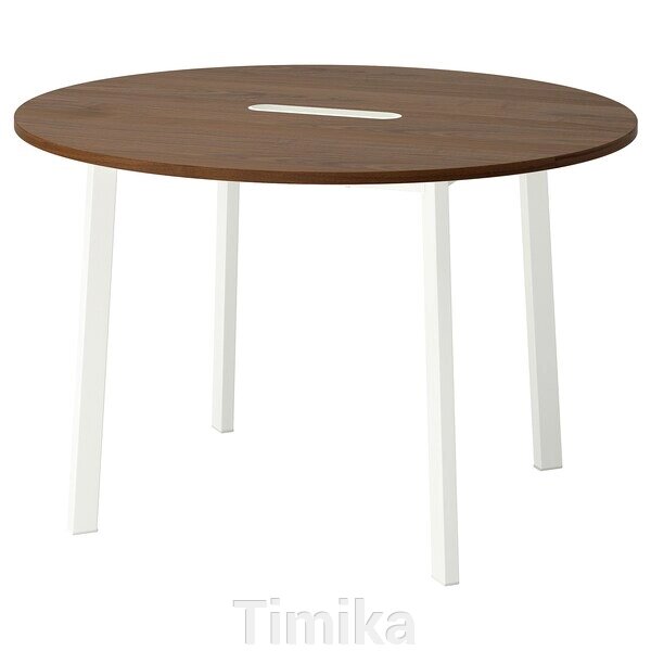 MITTZON Конференц-стіл, круглий, горіховий шпон/білий, 120x75 см від компанії Timika - фото 1