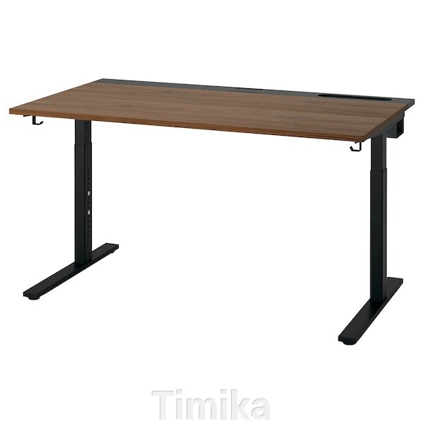 MITTZON Письмовий стіл, горіховий шпон/чорний, 140x80 см від компанії Timika - фото 1