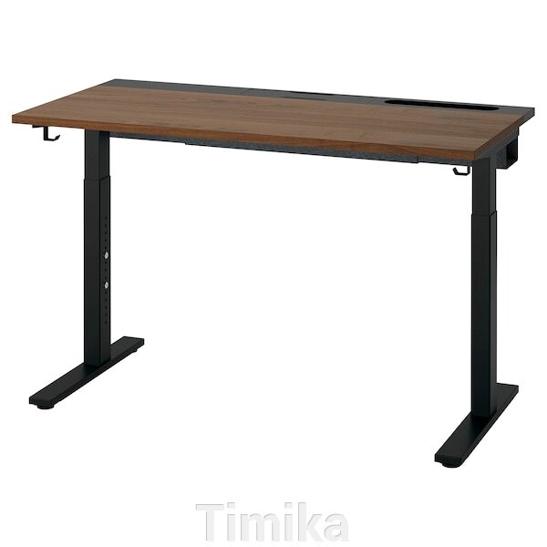 MITTZON Письмовий стіл, шпон горіх/чорний, 120х60 см від компанії Timika - фото 1