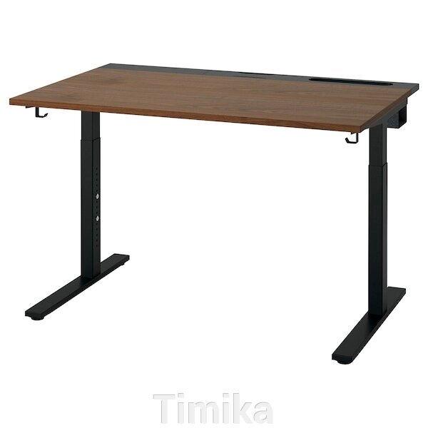 MITTZON Письмовий стіл, шпон горіх/чорний, 120х80 см від компанії Timika - фото 1