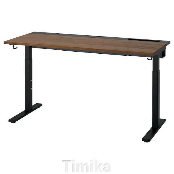 MITTZON Письмовий стіл, шпон горіх/чорний, 140х60 см від компанії Timika - фото 1