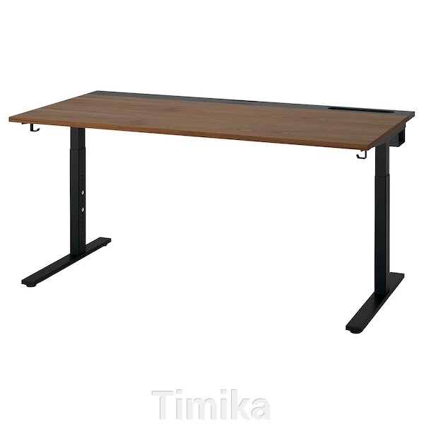 MITTZON Письмовий стіл, шпон горіх/чорний, 160х80 см від компанії Timika - фото 1