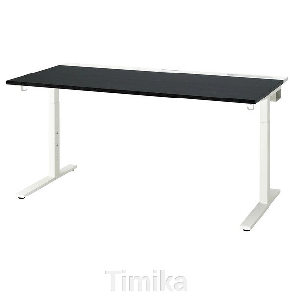 MITTZON Письмовий стіл, ясеневий шпон чорно-білий, 160x80 см від компанії Timika - фото 1