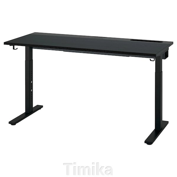 MITTZON Письмовий стіл, ясеневий шпон чорного кольору/чорний, 140x60 см від компанії Timika - фото 1