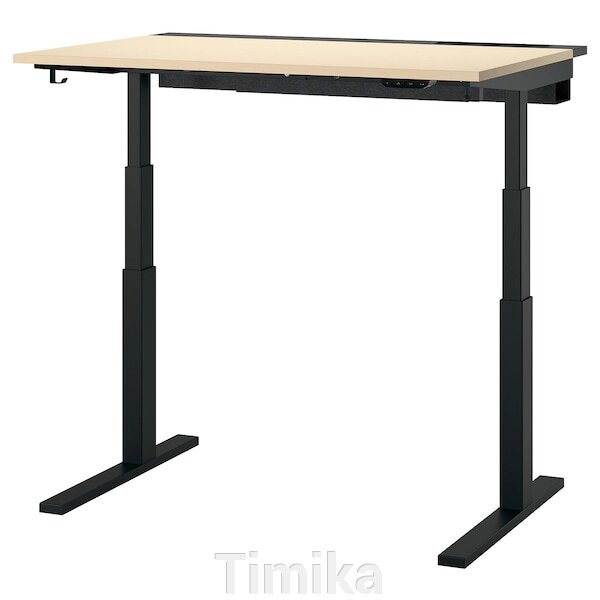 MITTZON Письмовий стіл з регульованою висотою, електричний, береза/чорний шпон, 120x80 см від компанії Timika - фото 1