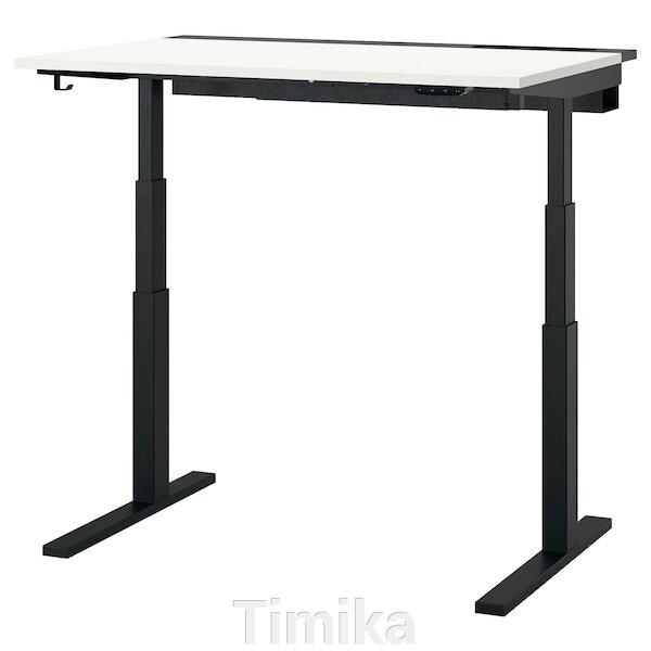MITTZON Письмовий стіл з регульованою висотою, електричний білий/чорний, 120x80 см від компанії Timika - фото 1