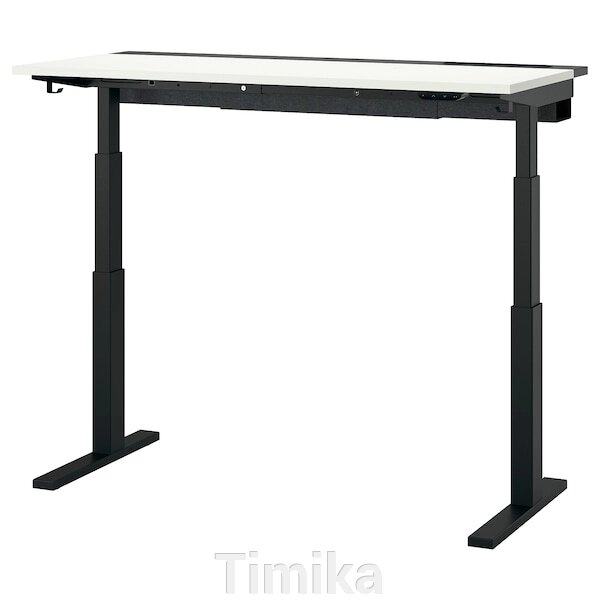 MITTZON Письмовий стіл з регульованою висотою, електричний білий/чорний, 140x60 см від компанії Timika - фото 1