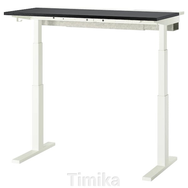 MITTZON Письмовий стіл з регульованою висотою, електричний, чорний/білий ясеневий шпон, 120x60 см від компанії Timika - фото 1