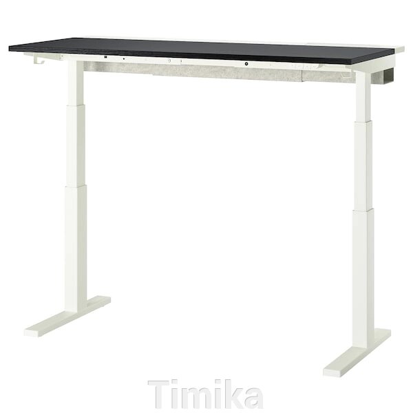 MITTZON Письмовий стіл з регульованою висотою, електричний, чорний/білий ясеневий шпон, 140x60 см від компанії Timika - фото 1
