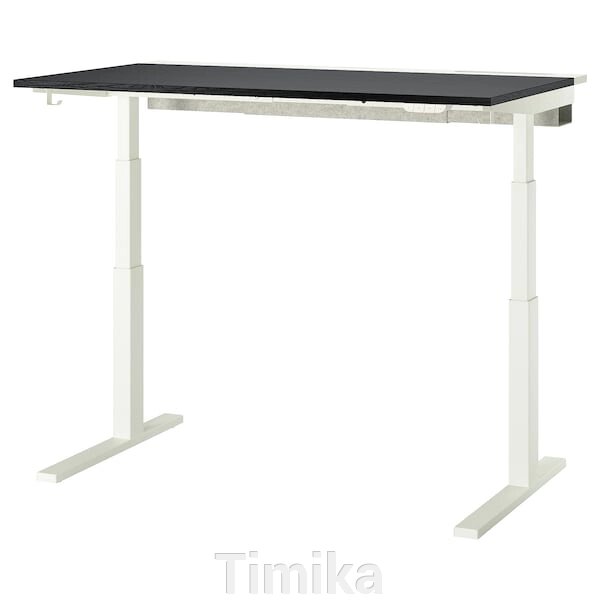 MITTZON Письмовий стіл з регульованою висотою, електричний, чорний/білий ясеневий шпон, 140x80 см від компанії Timika - фото 1