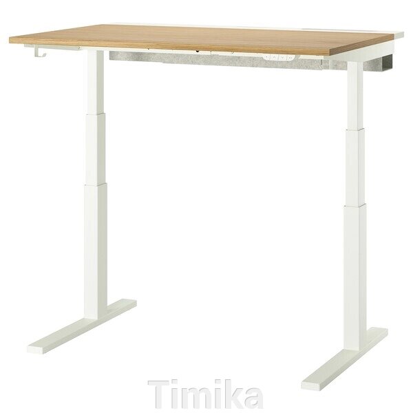 MITTZON Письмовий стіл з регульованою висотою, електричний, дуб/білий шпон, 120x80 см від компанії Timika - фото 1