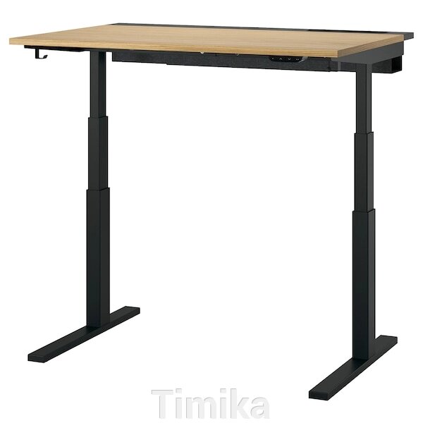 MITTZON Письмовий стіл з регульованою висотою, електричний, дуб/чорний шпон, 120x80 см від компанії Timika - фото 1
