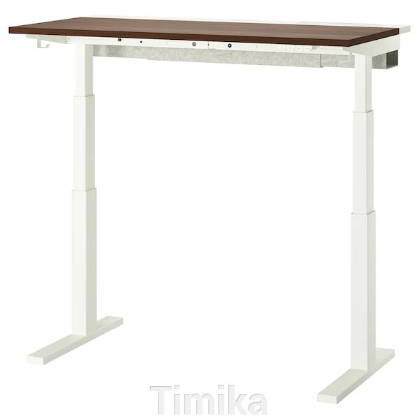 MITTZON Письмовий стіл з регульованою висотою, електричний, горіховий шпон/білий, 120x60 см від компанії Timika - фото 1