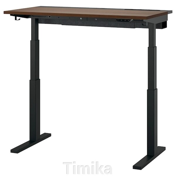 MITTZON Письмовий стіл з регульованою висотою, електричний, горіховий шпон/чорний, 120x60 см від компанії Timika - фото 1